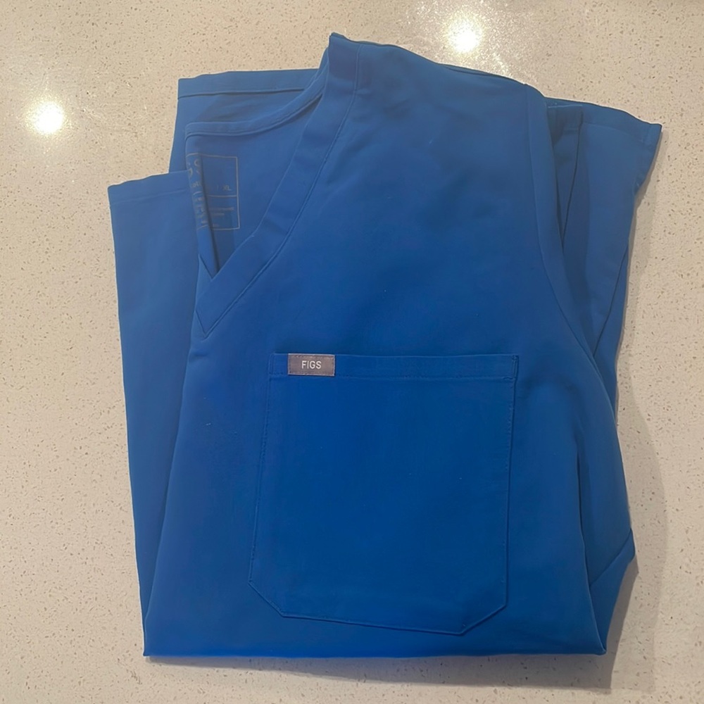Figs Womens Catarina One-Pocket Scrub Top Royal Blue